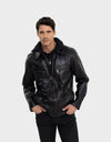 Missioni Men's Classic Leather Fall Jacket | Black